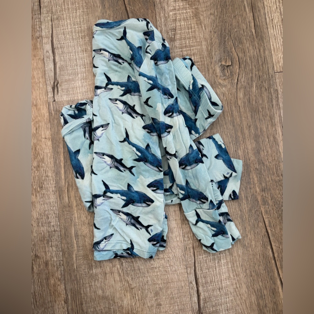 Posh Peanut Light Blue Shark Print Kids Pajama Set